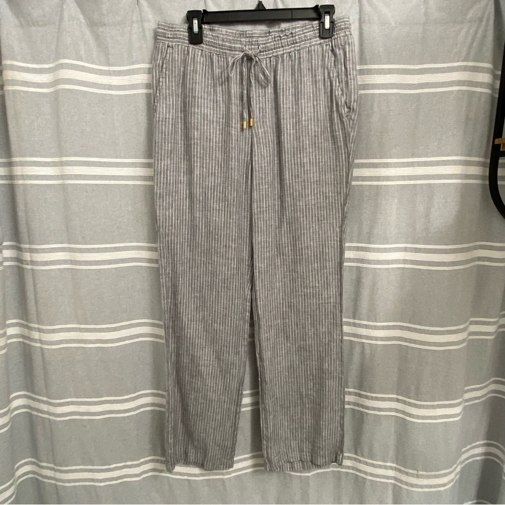 ELLEN TRACY / Striped Linen Pants Size S